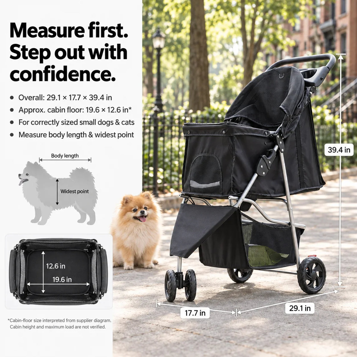 DOGCRUISER City 3-Wheel Pet Stroller — measure first — vue 05/07 #Color_black