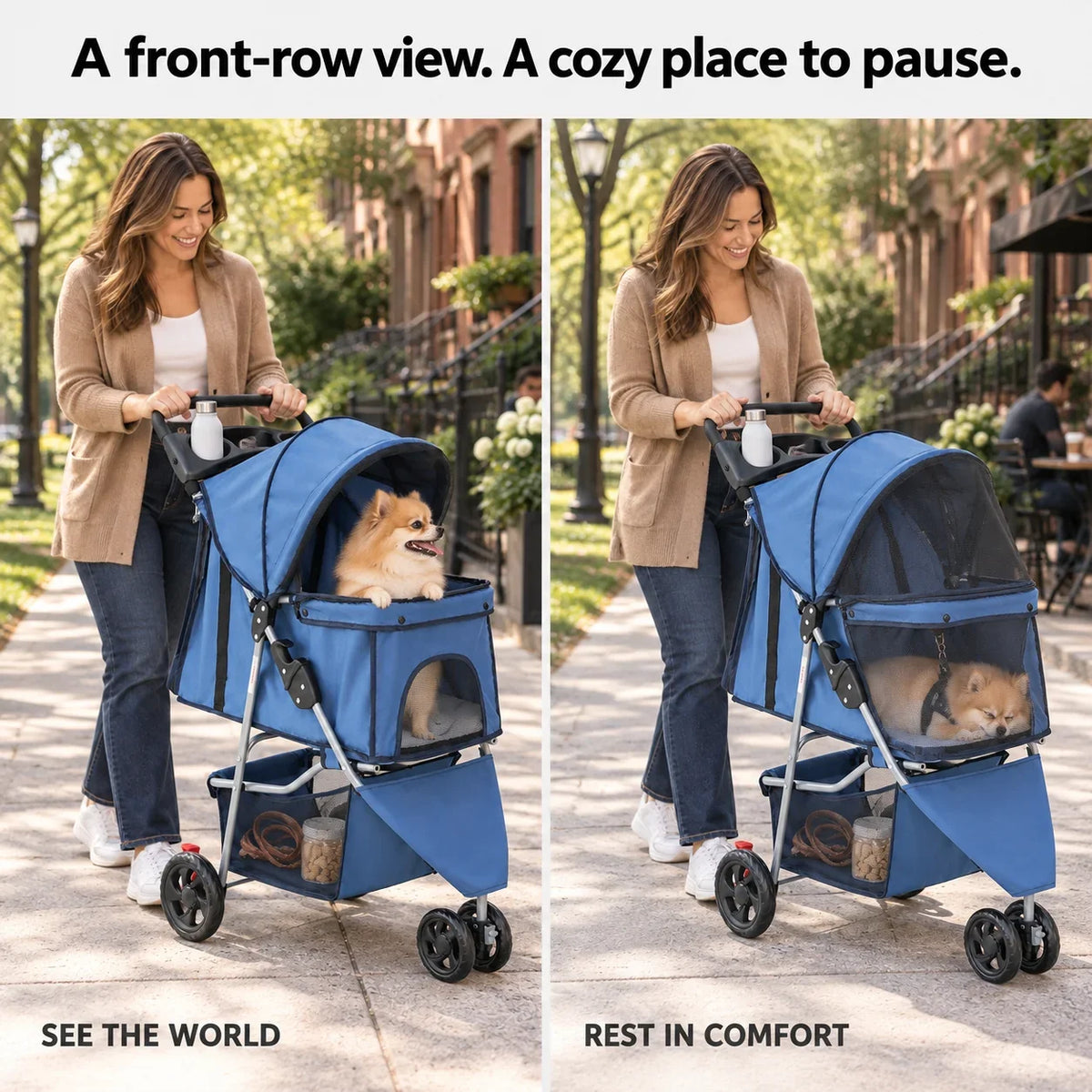 DOGCRUISER City 3-Wheel Pet Stroller — cozy place to pause — vue 04/07 #Color_Blue