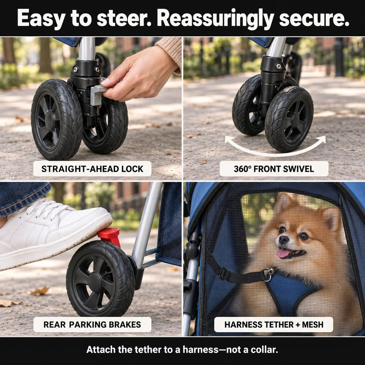 DOGCRUISER City 3-Wheel Pet Stroller — easy to steer — vue 06/07 #Color_Blue
