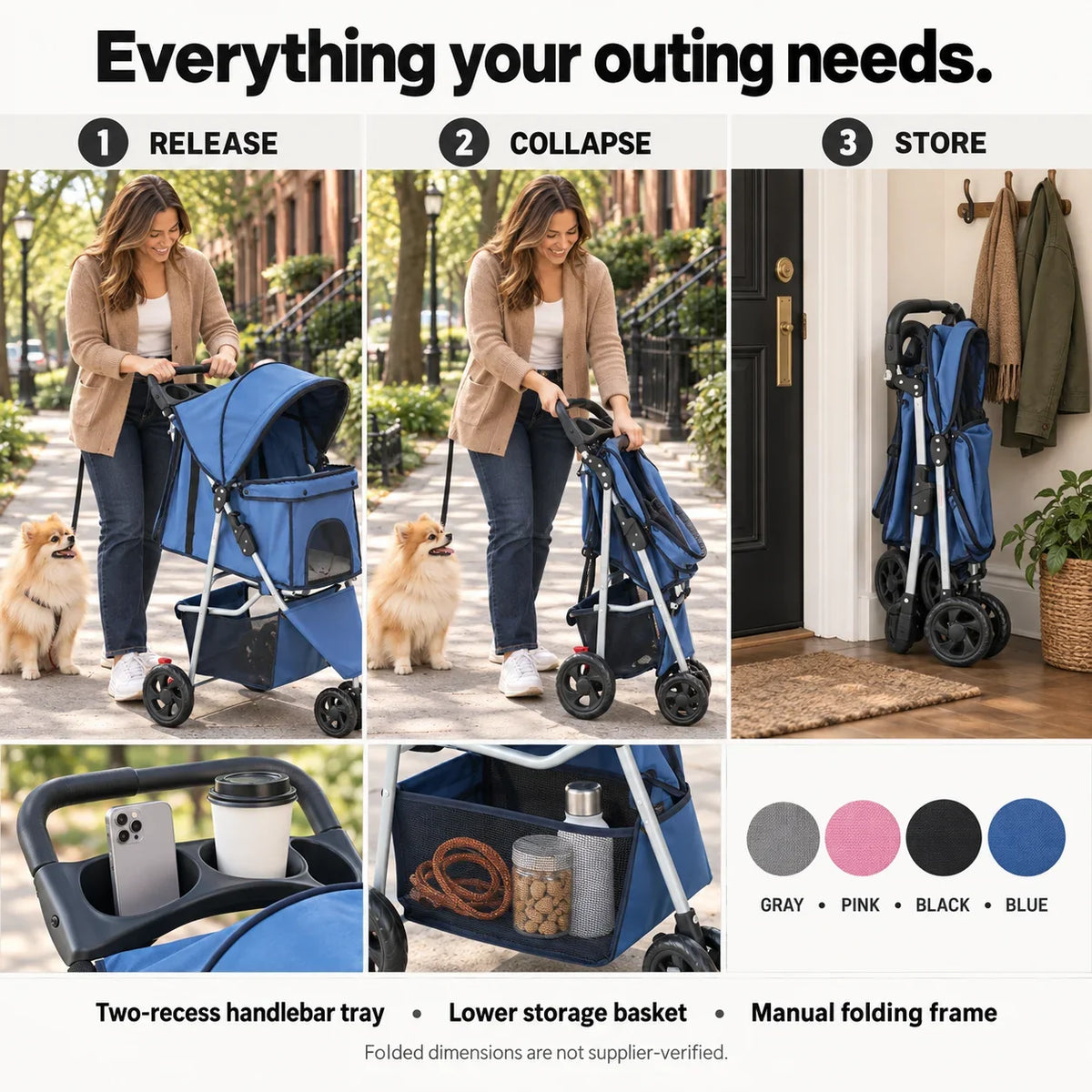 DOGCRUISER City 3-Wheel Pet Stroller — everyday outing — vue 07/07 #Color_Blue