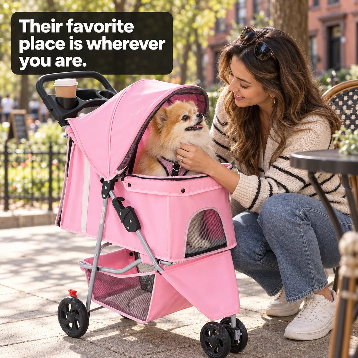 DOGCRUISER City 3-Wheel Pet Stroller — wherever you are — vue 03/07 #Color_Pink