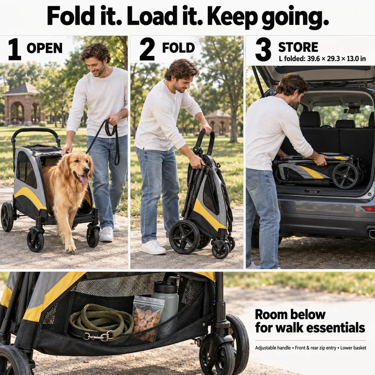 DOGCRUISER Roomy Large Dog Stroller — everyday outing — vue 07/07