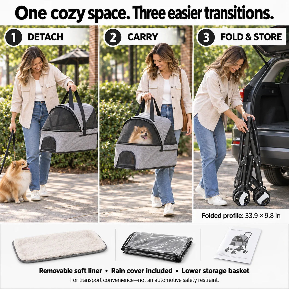 DOGCRUISER Carrier 3-in-1 Pet Stroller — everyday outing — vue 07/07