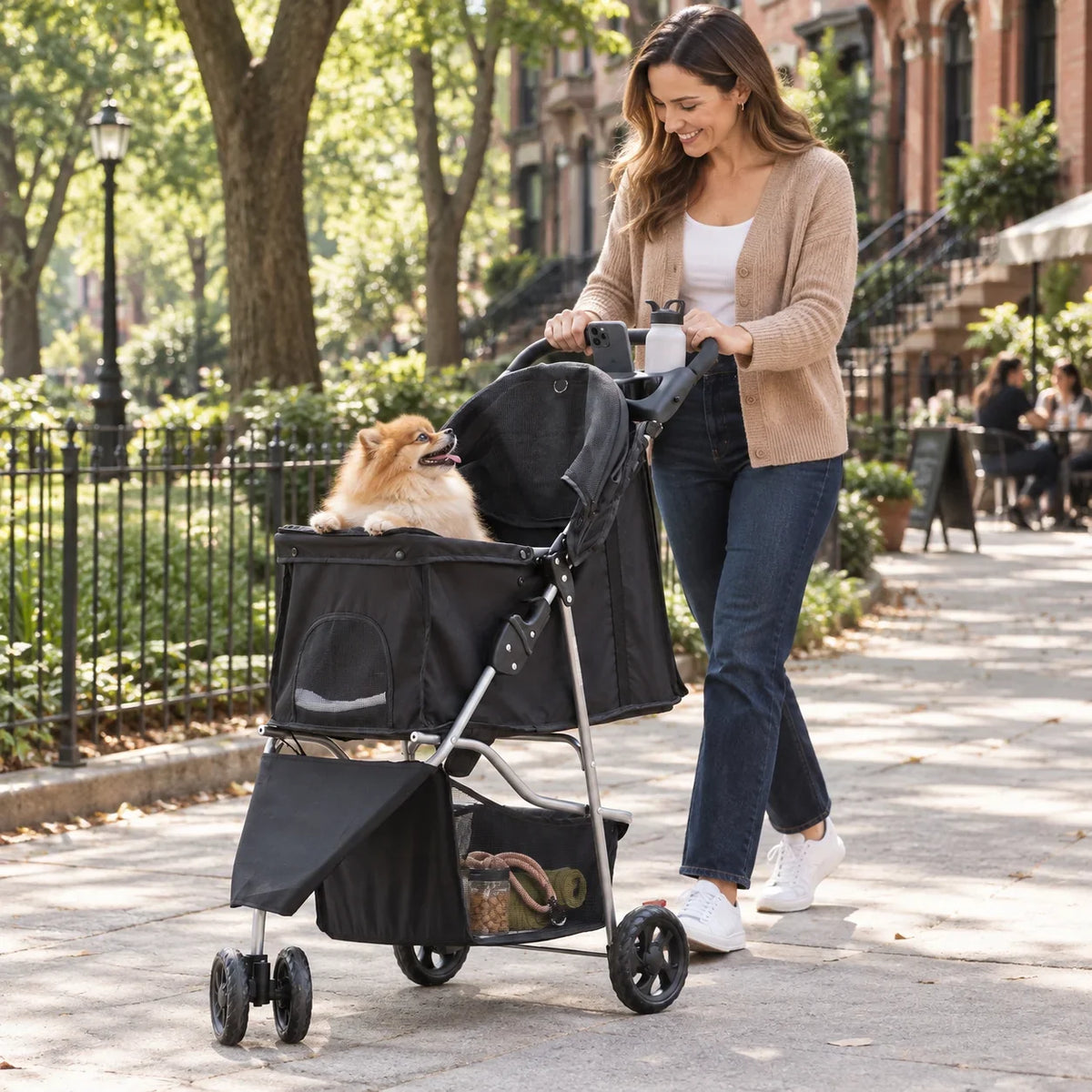 DOGCRUISER City 3-Wheel Pet Stroller — hero emotion — vue 01/07 #Color_black