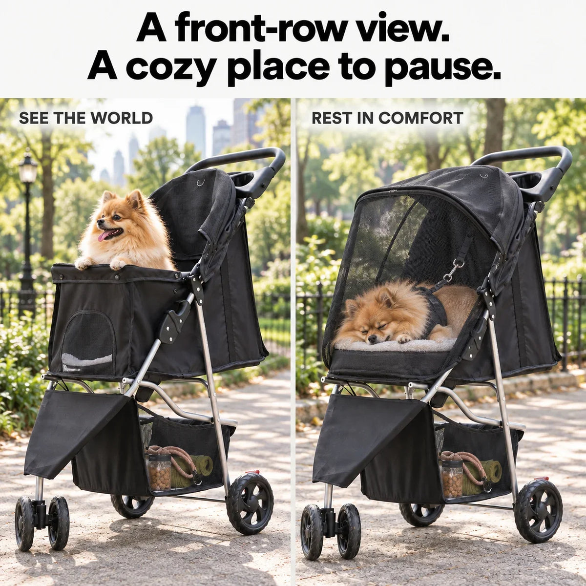 DOGCRUISER City 3-Wheel Pet Stroller — cozy place to pause — vue 04/07 #Color_black
