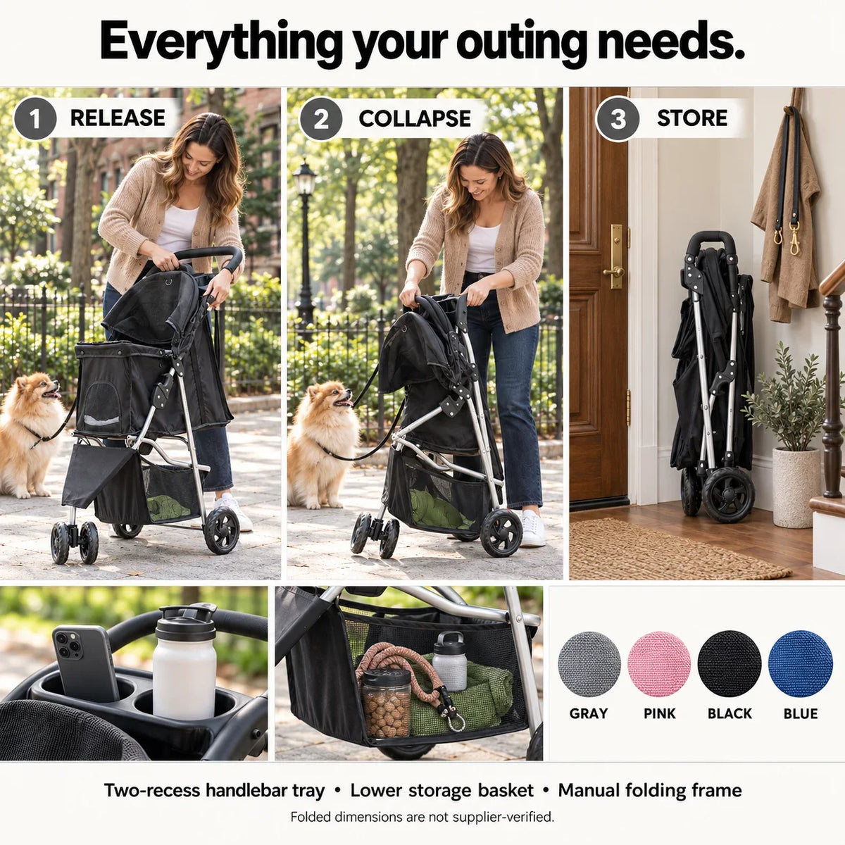 DOGCRUISER City 3-Wheel Pet Stroller — everyday outing — vue 07/07 #Color_black