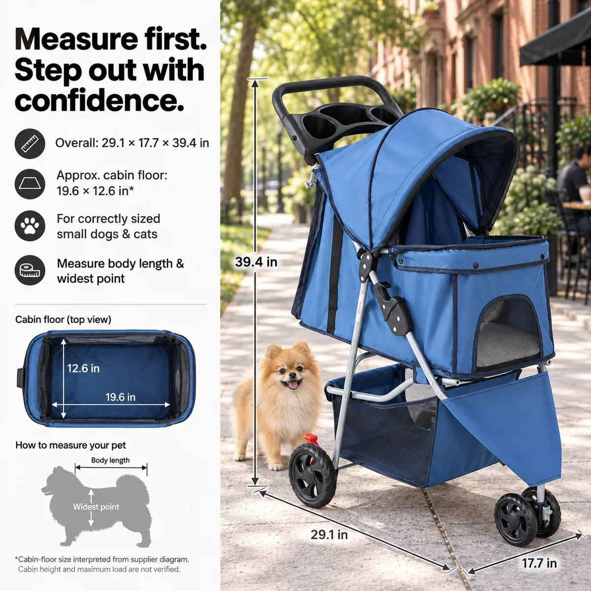 DOGCRUISER City 3-Wheel Pet Stroller — measure first — vue 05/07 #Color_Blue