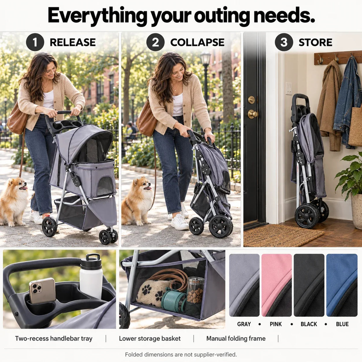 DOGCRUISER City 3-Wheel Pet Stroller — everyday outing — vue 07/07 #Color_GRAY
