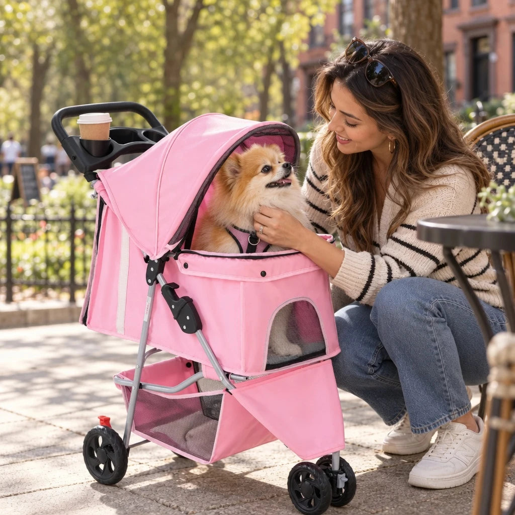 DOGCRUISER City 3-Wheel Pet Stroller — wherever you are — vue 03/07 #Color_Pink