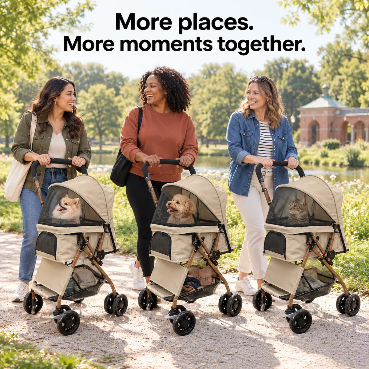 DOGCRUISER Quick-Fold Pet Stroller — more moments together — vue 02/07 #Color_Khaki