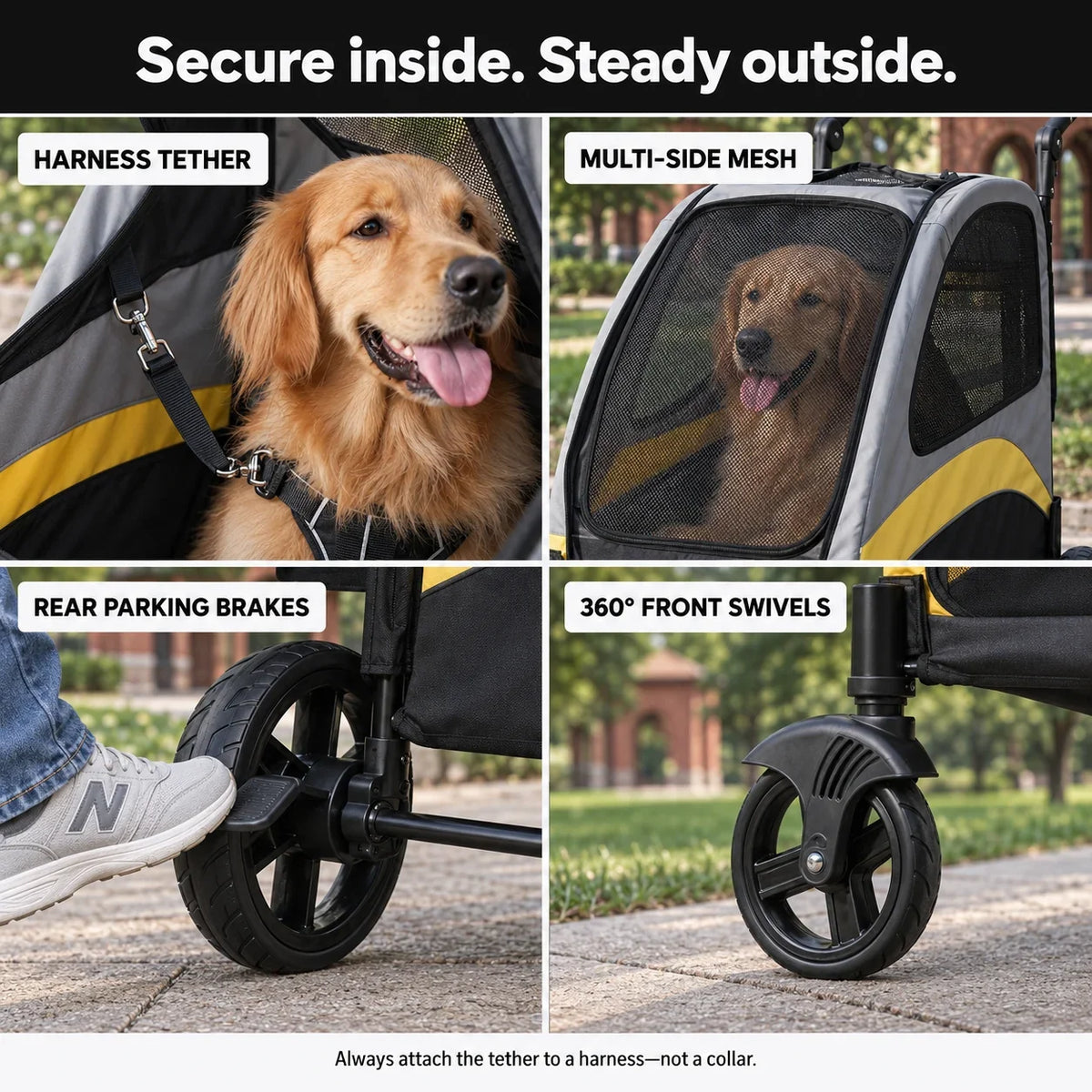 DOGCRUISER Roomy Large Dog Stroller — easy to steer — vue 06/07
