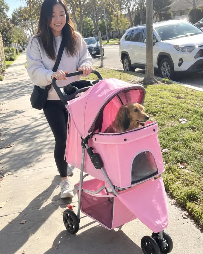 Pet using a DOGCRUISER stroller
