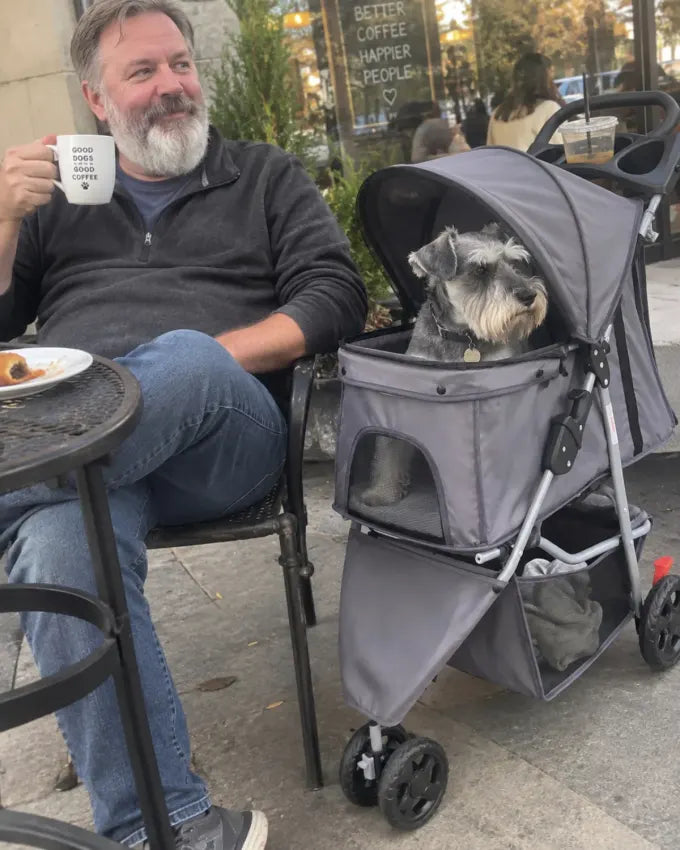 Pet using a DOGCRUISER stroller
